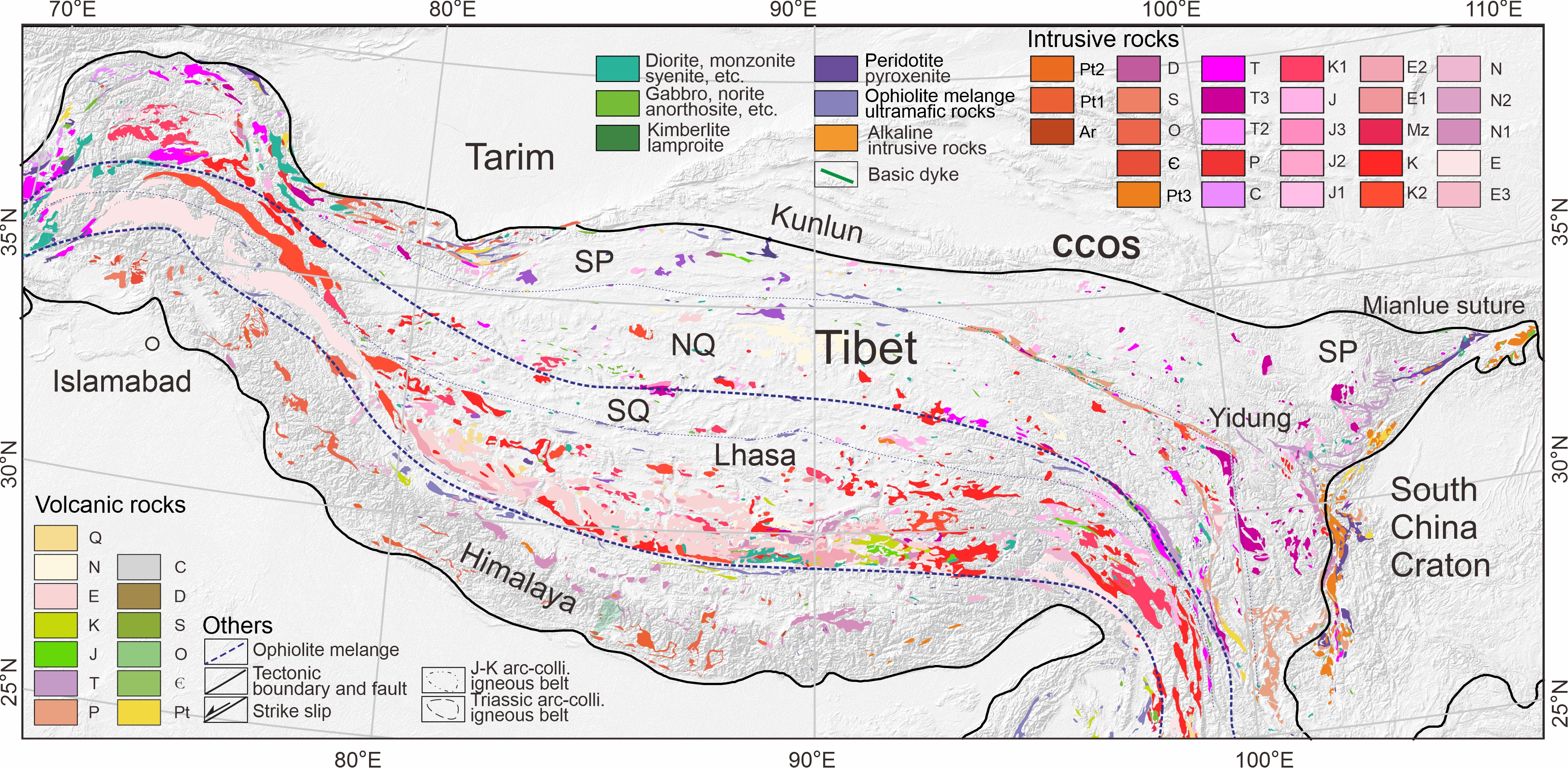 Magmatic Map of Tibet